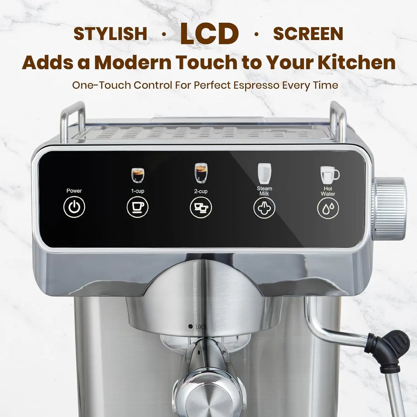 Expresso Coffee Machines With Touchscreen 20 Bar Professional Espresso Maker With Milk Frother & Hot Water, Stainless Steel Coff