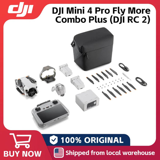 DJI Mini 4 Pro Fly More Combo Plus (DJI RC 2) 4K/60fps HDR True Vertical Shooting Omnidirectional Obstacle Sensing Under 249 g