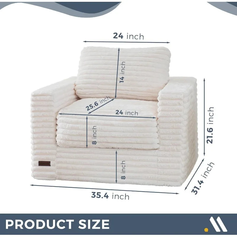 Giant Bean Bag Chair for Adults, Upholstered Floor Sofa with Pillows and Armrests, Large Bean Bag Sofa Plush Chair