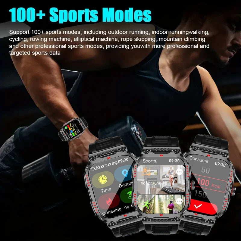 W&O X7 Plus Sports Smart Watch Man Woman LED Flashlight Smartwatch Wireless Call Watches Message Notification Long Battery Time