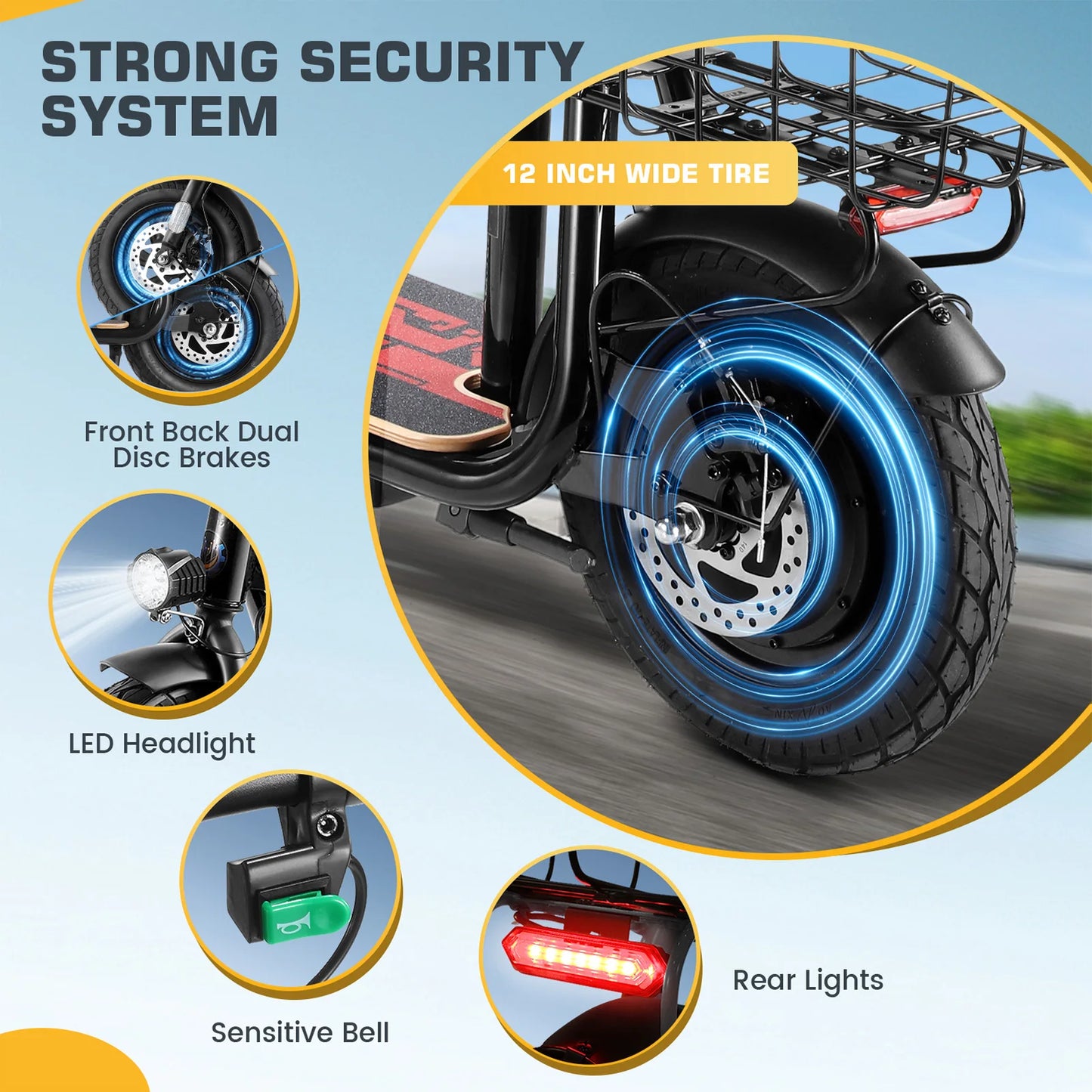 CAROMA Peak 819W Electric Scooter with Kids Seat,25 Miles Range,Foldable Commuter Adult E Scooter,UL2272 1 Year Warranty