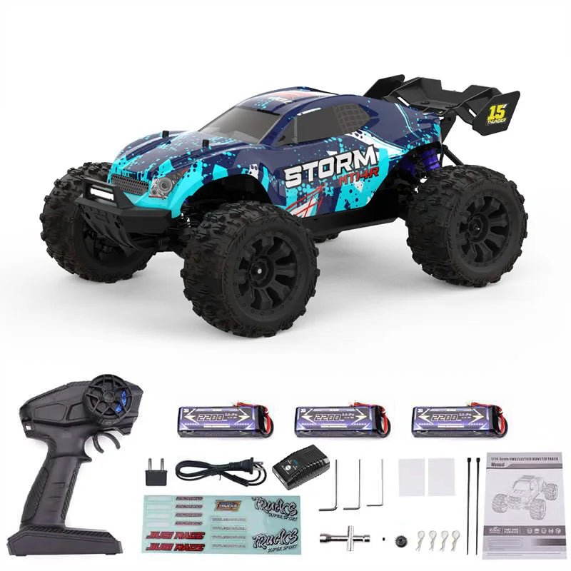 JIUSI PT14R MT14R 1/14 4WD RC Car 80km/h Brushless 2.4G Remote Control Racing Car High Speed Off-road RC Truck 3S 35C 2200mAh