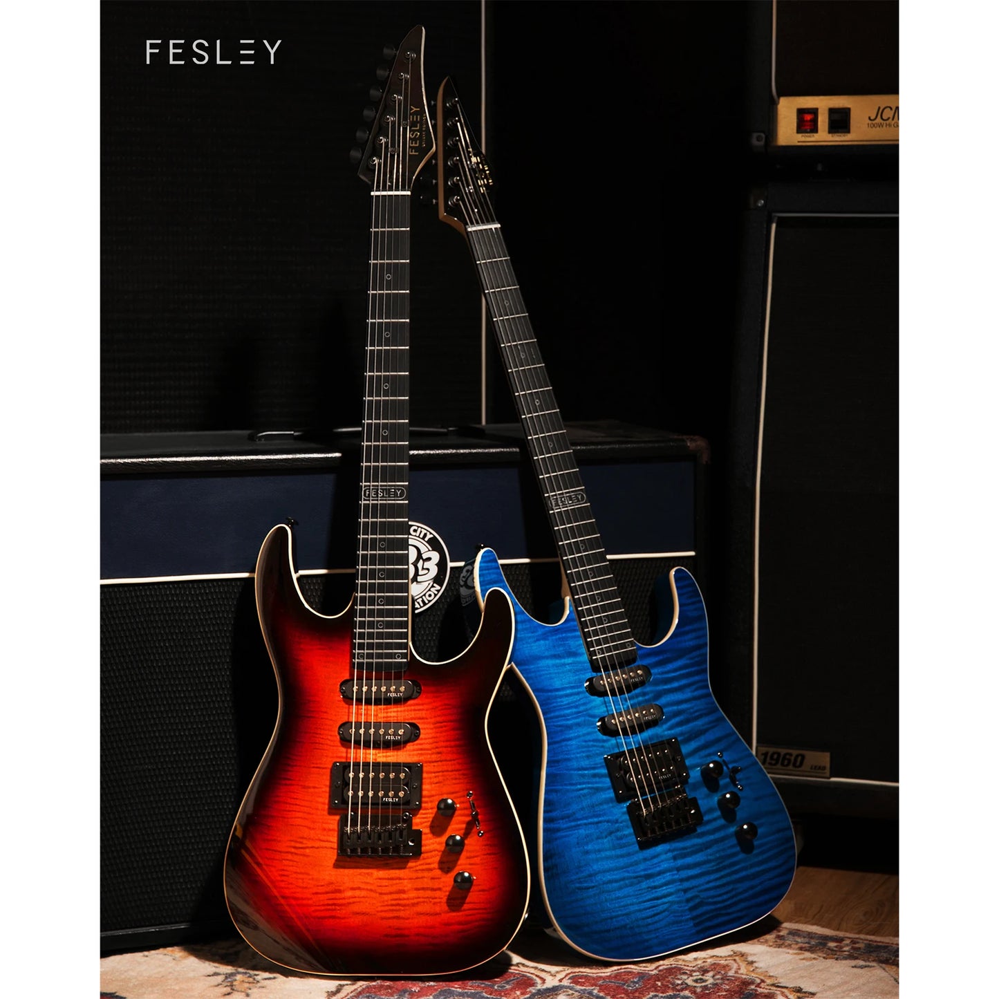 Fesley Electric Guitar, Full Size Solid Body Electric Guitar Beginner Kit, 6 String Guitar with HSS Pickups & 24 Frets,Sunburst