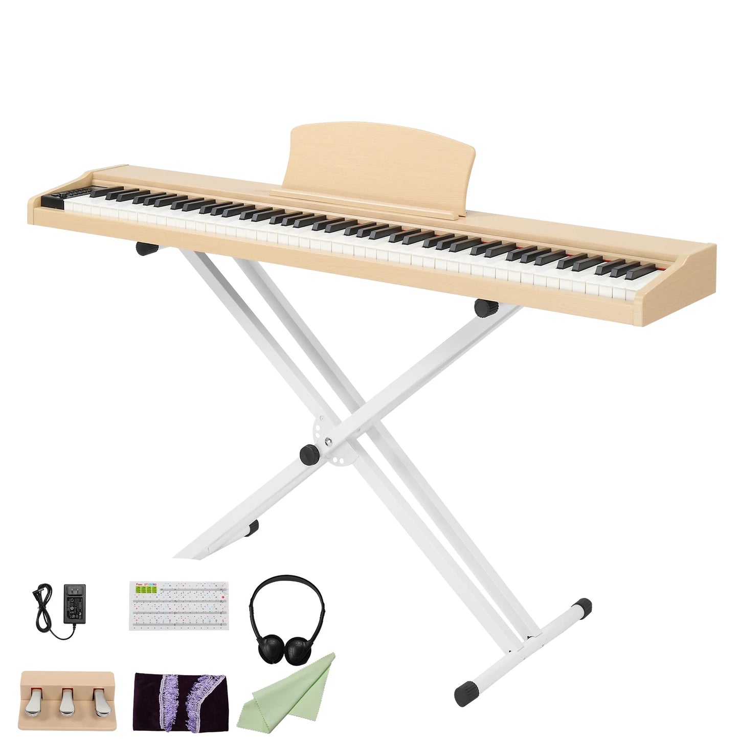88 Key Full Size Semi-Weighted Standard Keyboards Wooden Digital Piano with Stand,Triple Pedals,Headphone and other accessorie