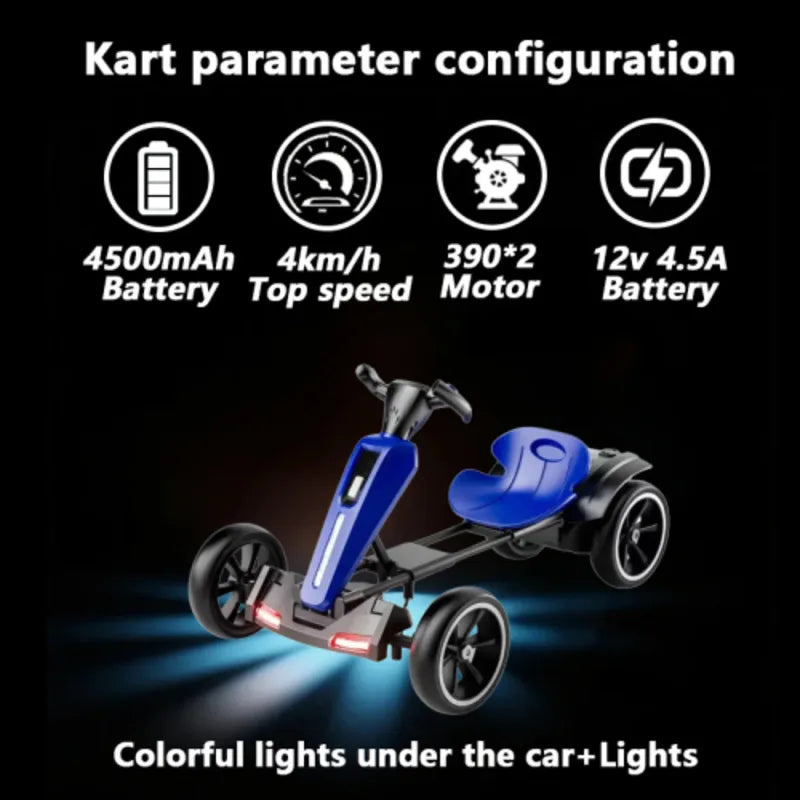 Kids 12V Electric Pedal Folder Go Kart Outdoor Ride On Toy Adjustable Seat 4 Non Slip EVA Wheels