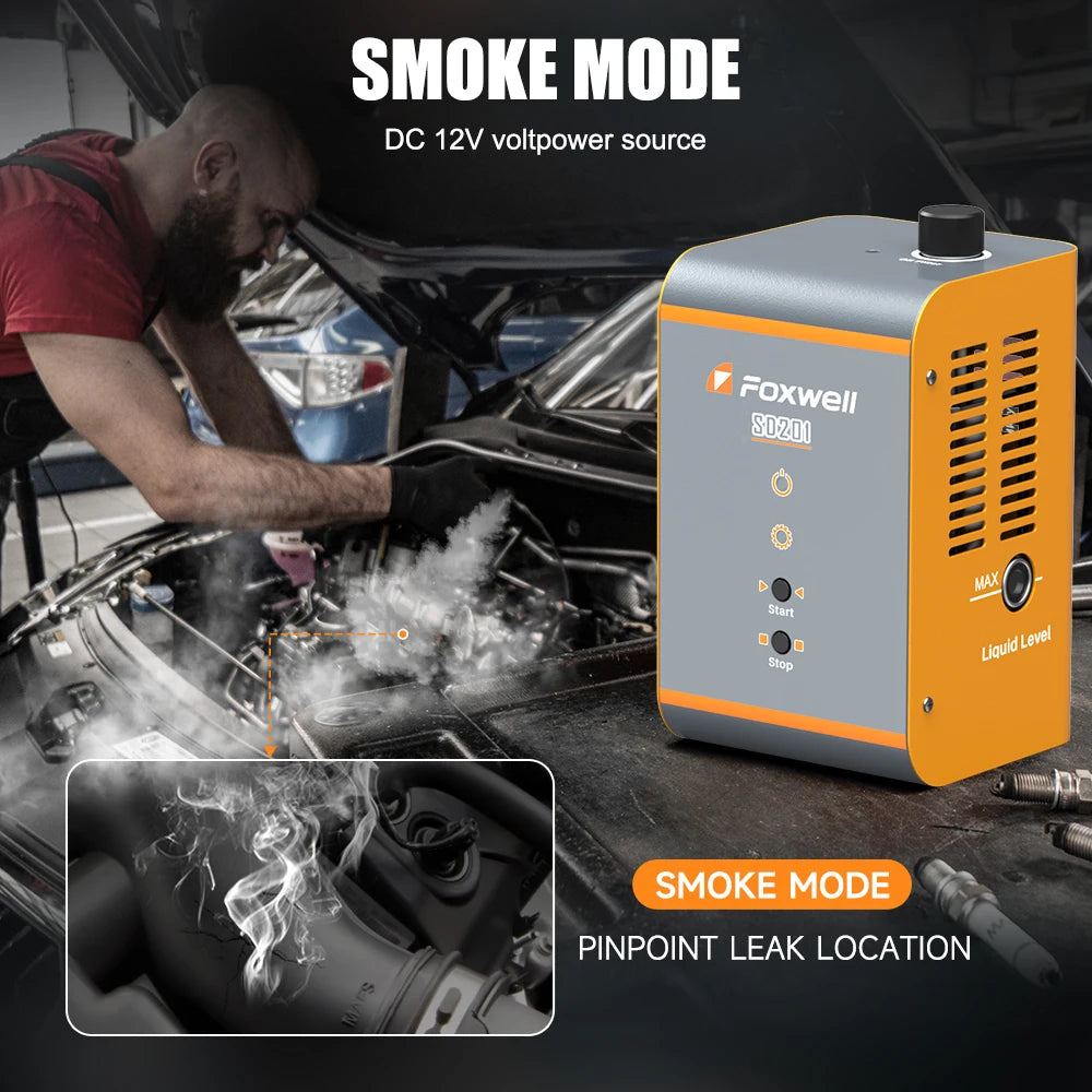 FOXWELL SD201 Car Smoke Generator 12V Automotive EVAP Smoke Machine Diagnostic Tester Vacuum Fuel Pipe Oil Leak Detector