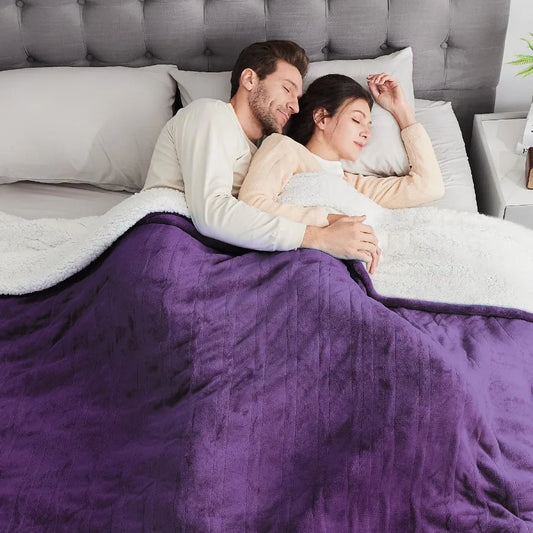 Electric Heated Blanket Twin Size Soft Flannel Fast Heating Blanket Purple Color 62"x 84" 10 Heating Levels and 0.5-12H Auto Of