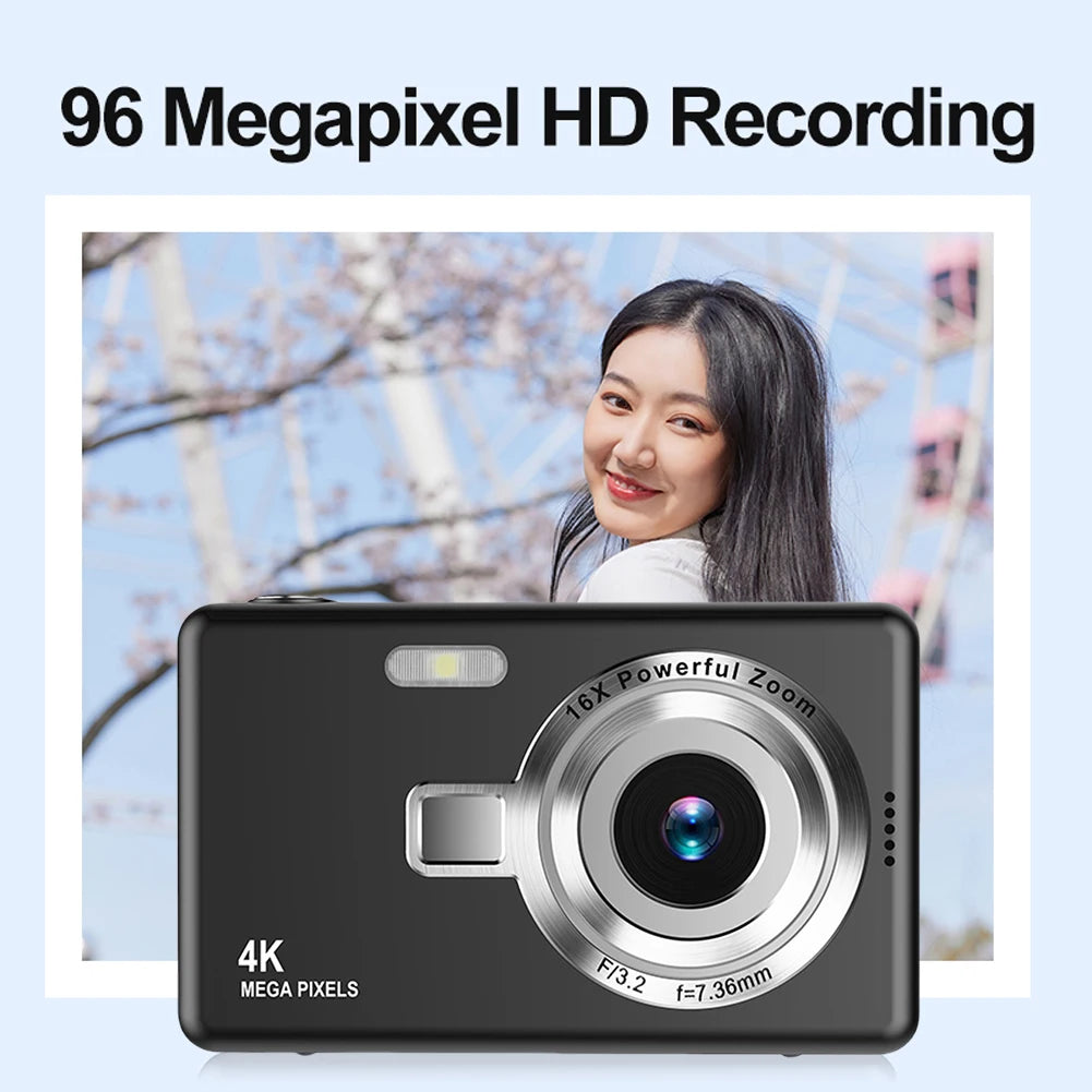4K HD 1080P Digital Camera Anti-Shake Autofocus Vlogging Camera 2.4 Inch IPS Screen Photography Camera for Photography and Video