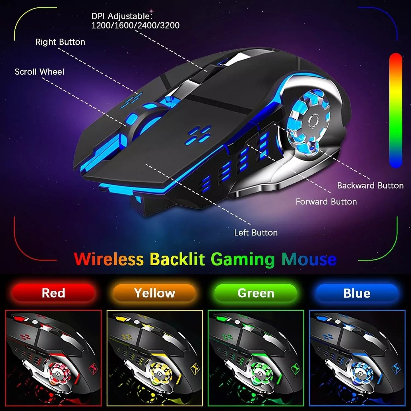 Ziyoulang Wireless Gaming Keyboard And Mouse Set With RGB Backlight