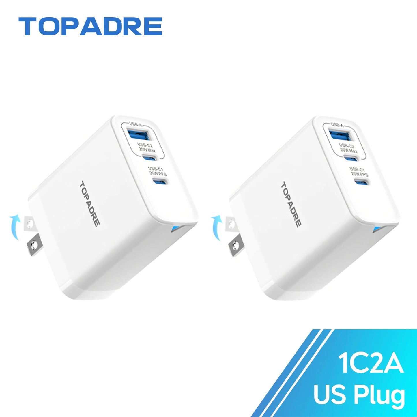 2-Packs 3in1 45W USB Charger Fast Charge QC 3.0 Wall Charging For iPhone Samsung Xiaomi Mobile EU US AU  Plug Adapter Travel