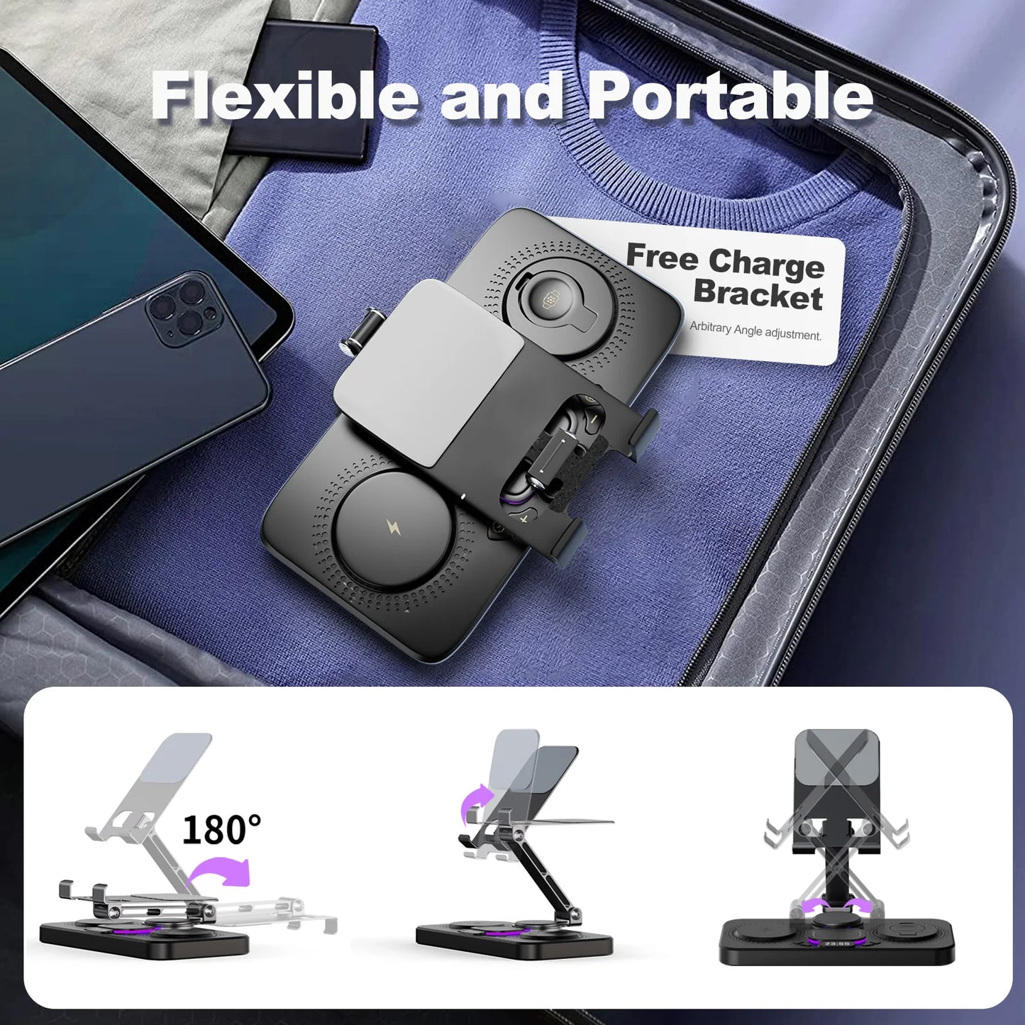 7 in 1 Wireless Chargers Station Magnetic 15W Fast Charg Foldable Multiple Devices for iPhone 17 16 15 14 13 Apple Watch Airpods