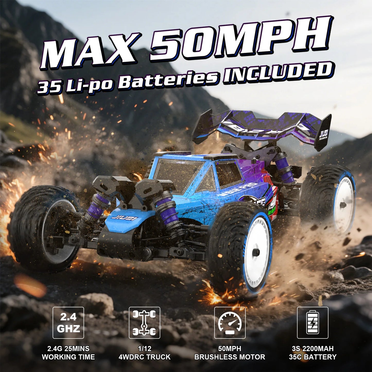 JIUSI WB12 PRO 1/12 4WD Brushless RC Car 2.4G Remote Control Racing Car 80km/h High Speed Drifting off-road Vehicle RC Toys