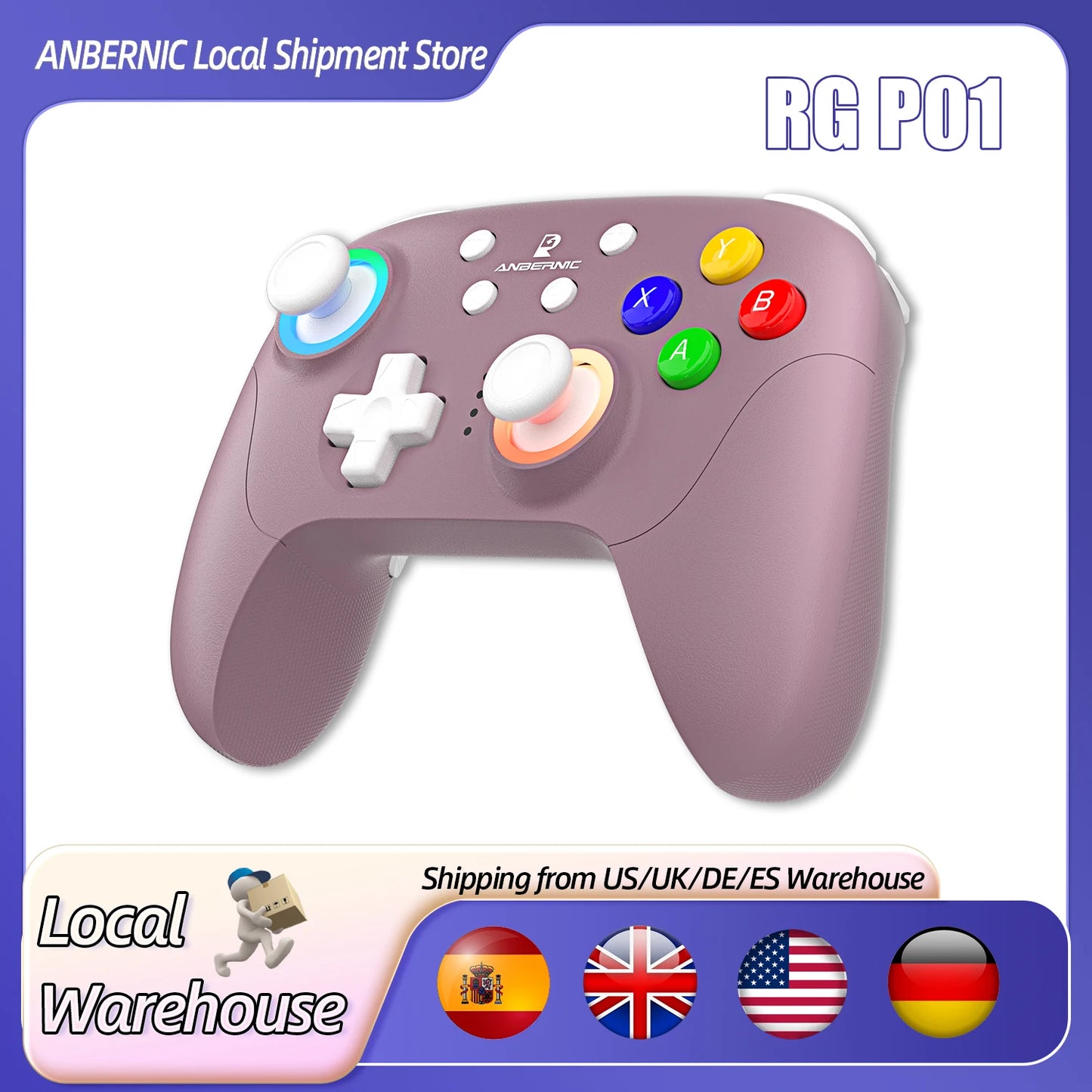 ANBERNIC RG P01 Gamepad Wireless Gaming Controller Hall Trigger Joystick Macro Key RGB Breathing Light For Switch PC Android IOS