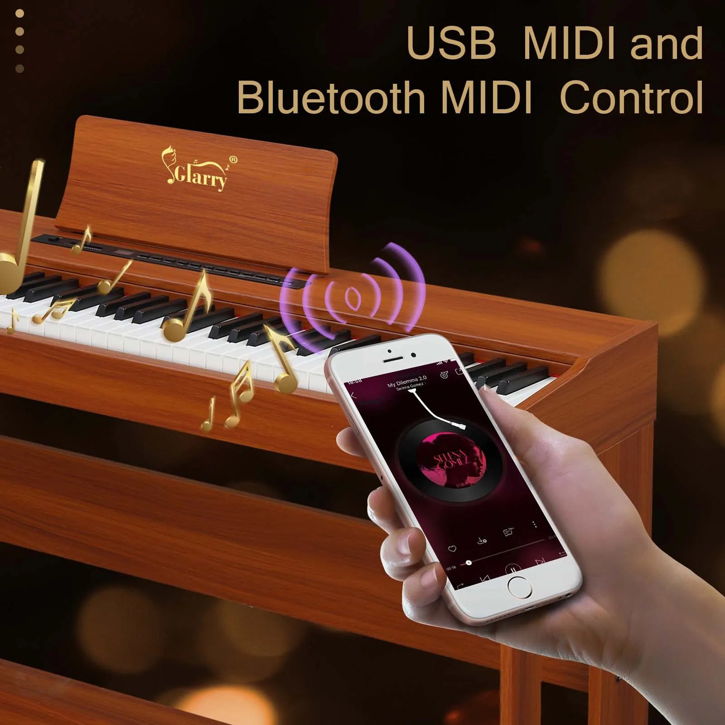 88 Keys Full Weighted Keyboards Digital Piano with Furniture Stand, Power Adapter, Triple Pedals, Headphone