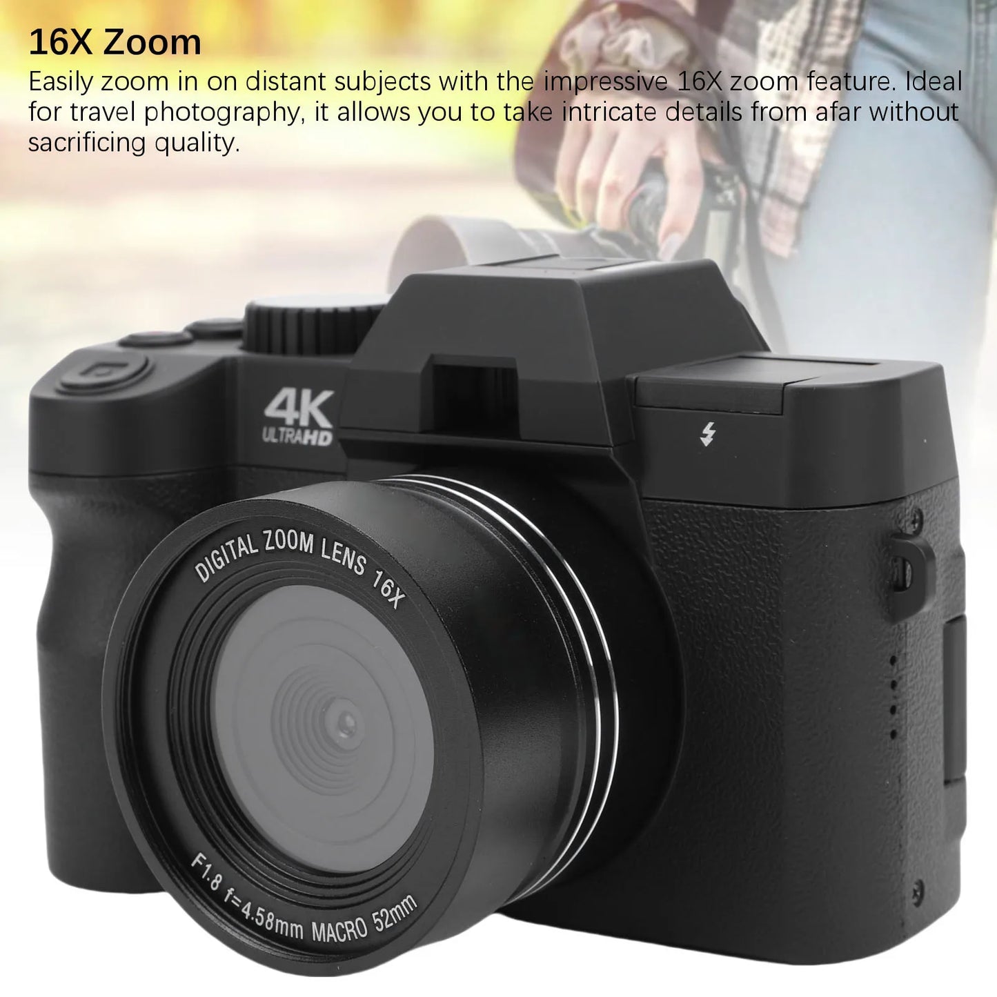 4K 48MP Mirrorless Camera with 16X Zoom 32GB Memory Card Travel Camera for Photography Filming