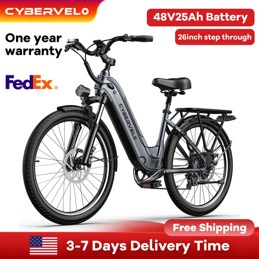 26" Electric E Bike with 7-Speed,1000 Peak Electric Bike for Adults,up 80 Miles Removable Battery Ebike, Adult Electric Bicycles