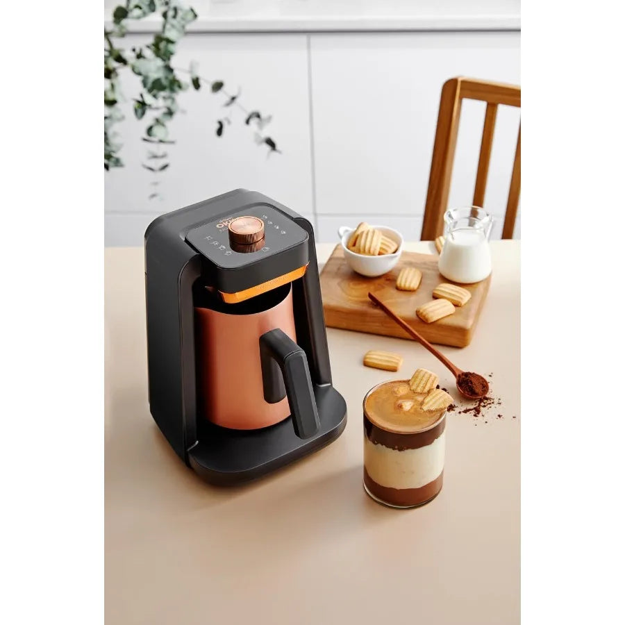 Rich Spin Pro Turkish Coffee and Hot Beverage Maker with Velvetiser Technology 120V Electric Milk Frother for 5 Cups Premium St