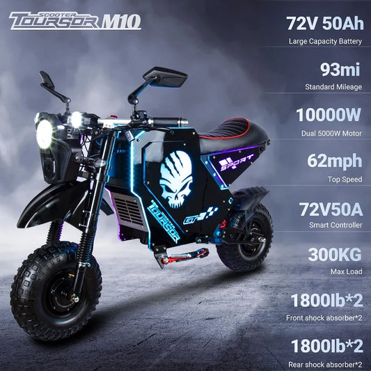 One piece dropshipping 14 inch electric motorcycle 10000W72V50AH vintage off-road electric motorcycle in stock in the United Sta