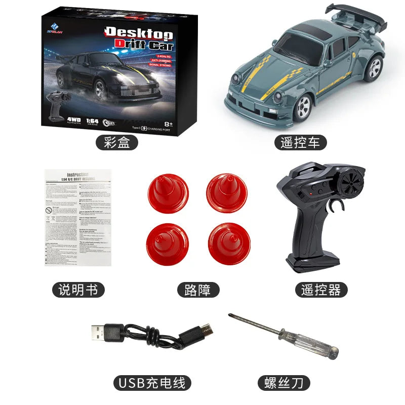 New 4WD 2.4GHZ RC Simulation Mini Drift Car Palm Racing Model Desktop Toys 1/64 Scale Remote Control Car Gift For Children Boys