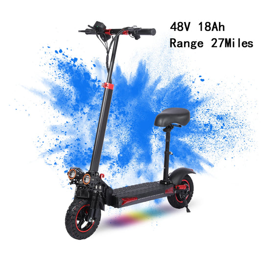 FREEBOY 1200W Off-road Electric Scooter with Seat, 48V 21Ah/18Ah Battery, Max speed 30Mph, Foldable Commuter E-scooter
