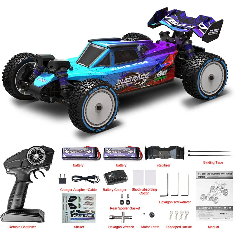 JIUSI WB12 PRO 1/12 Racing Car 4WD High Speed 80KM/H Brushless Remote Control Car Off-road Competitive Drift RC Car Toy Kid Gift