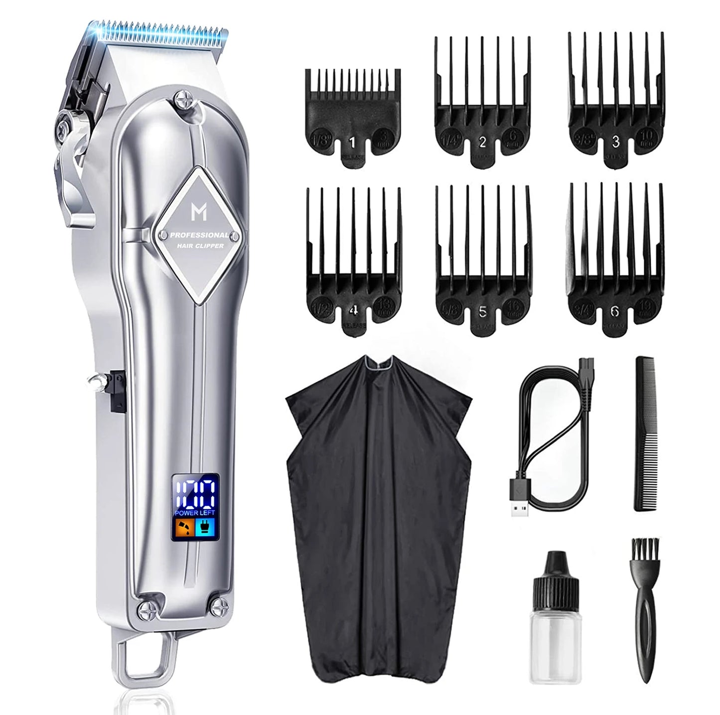 N Top Limural Hair Clippers Professional Cordless Clippers Hair Cutting Beard Trimmer Barbers Grooming Kit Rechargeable for Men