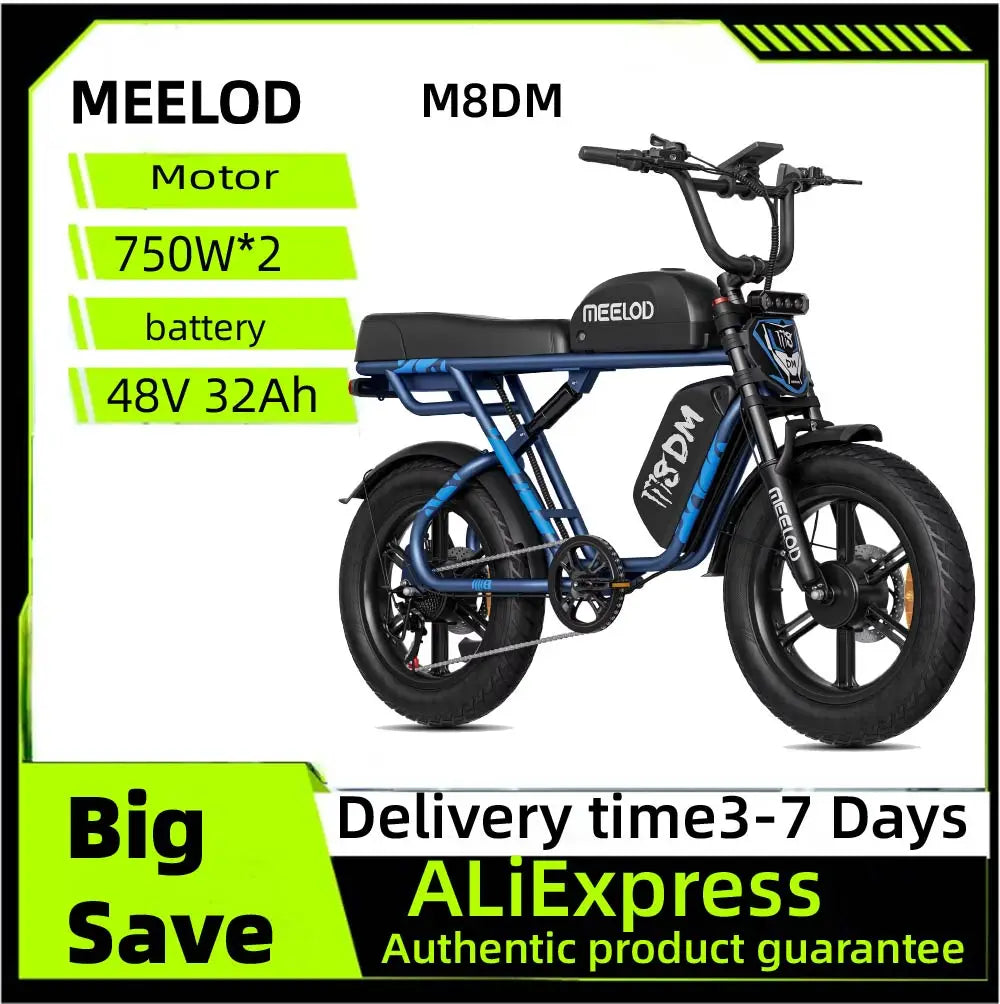 MEELOD M8DM  adult E-bike 750W*2 48V 32Ah battery commute Electric Bike,20-inch Fat Tire E-Mountain bike