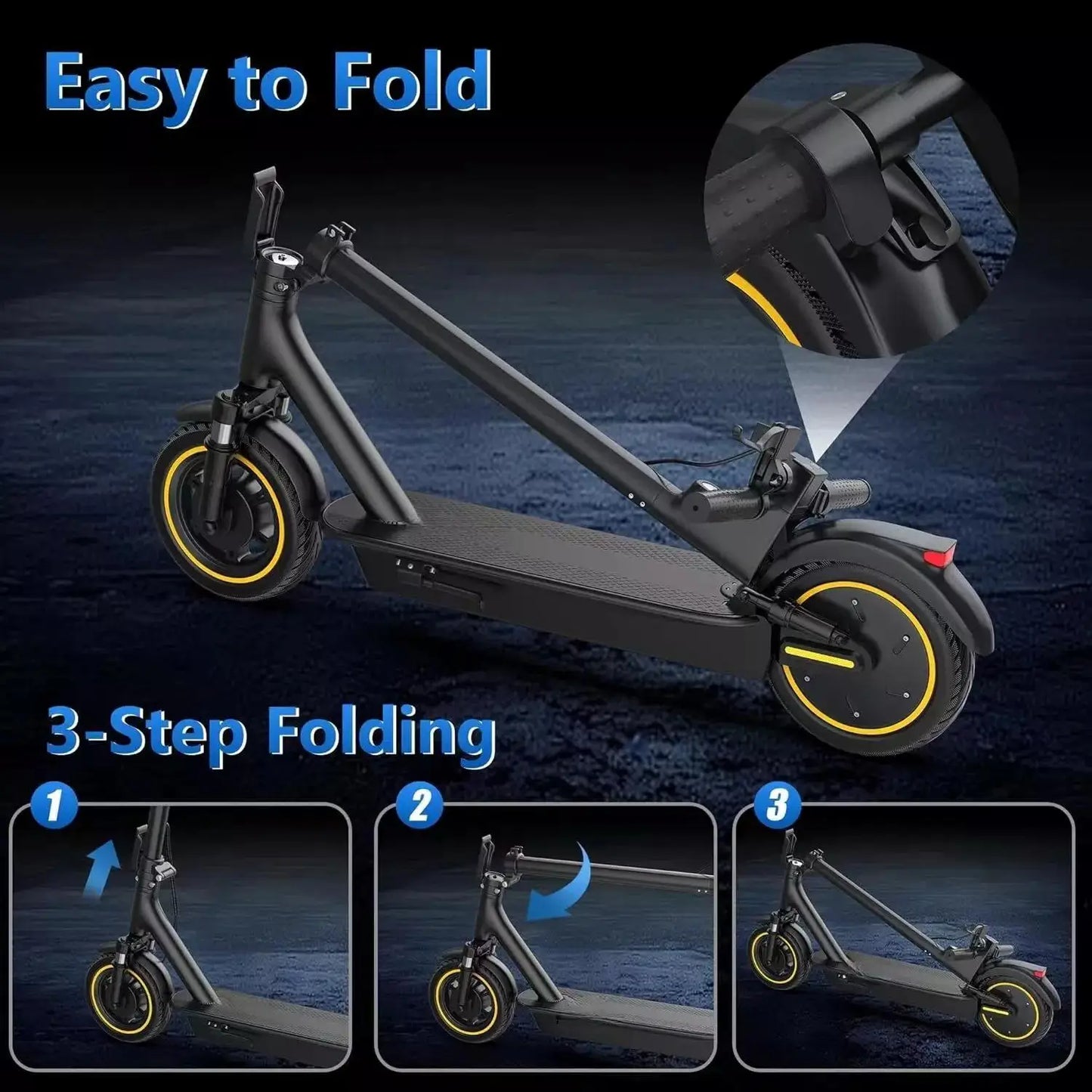 LADPED LPMAX 10" tires Folding Electric Scooter 22MPH Max Speed 500W 14.5AH 28Miles Long Range Dual Shock Absorber EScooter