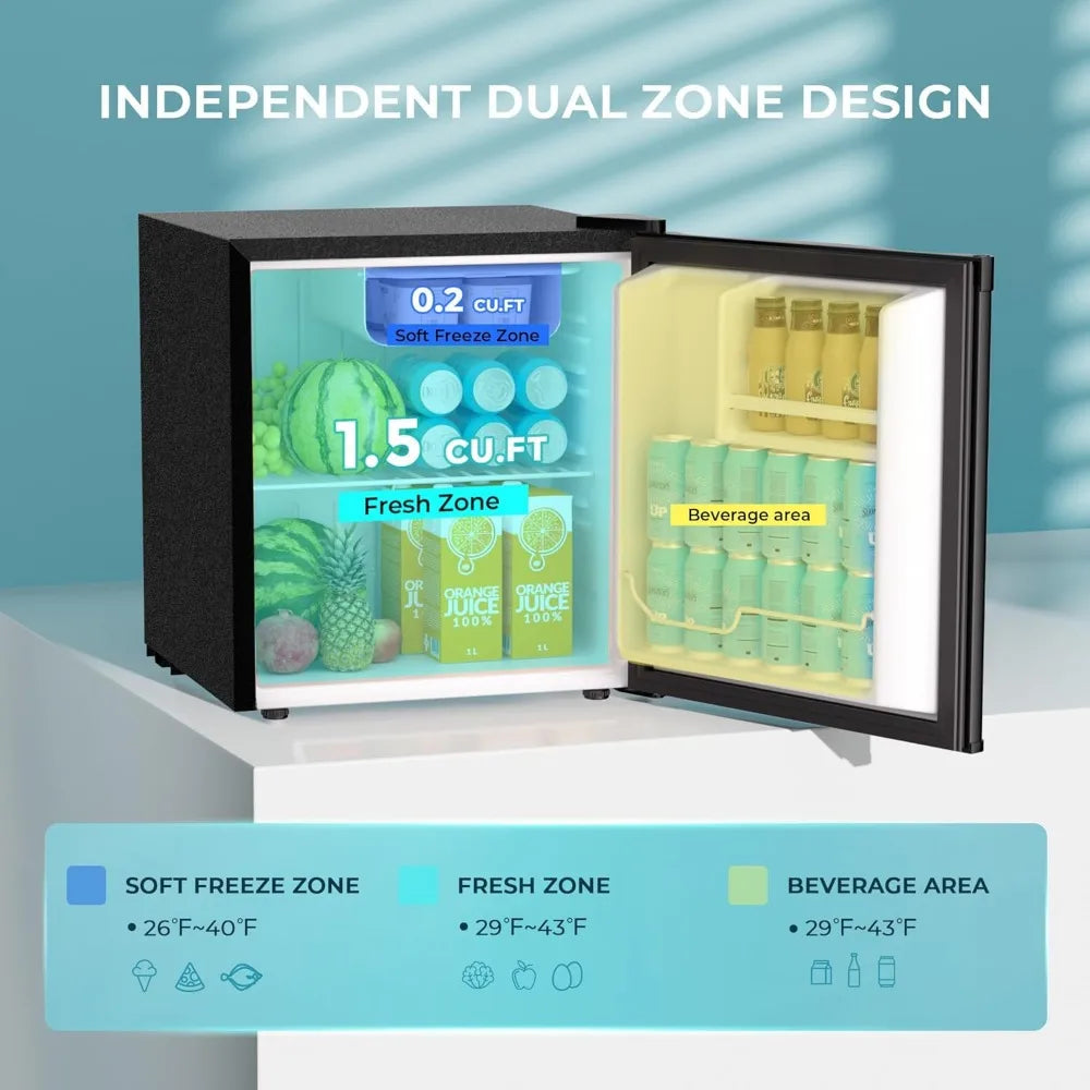 1.7 Cu.Ft Mini Fridge with Freezer, Reversible Single Door Compact Refrigerator, Adjustable Thermostat, Energy Saving, Mini Fri