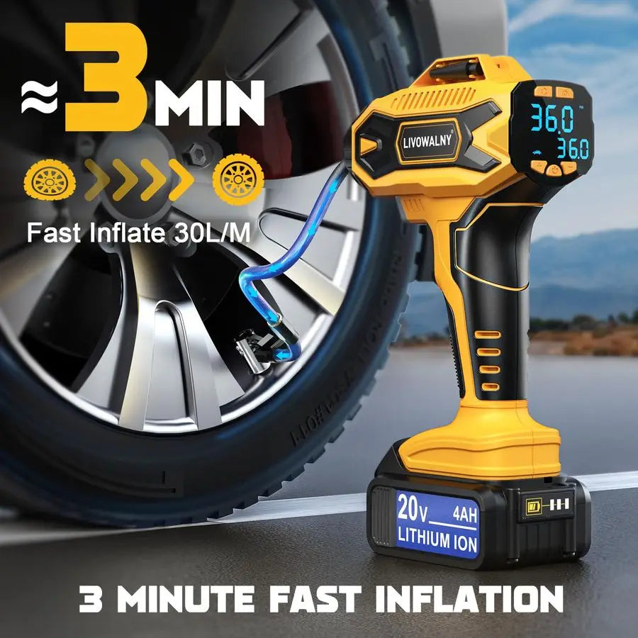 Inflator Air Compressor for Dewalt 20V Max Battery, 160 PSI Cordless Portable Electric Air Pump with 4AH Baterry, 2025 Bigger LC