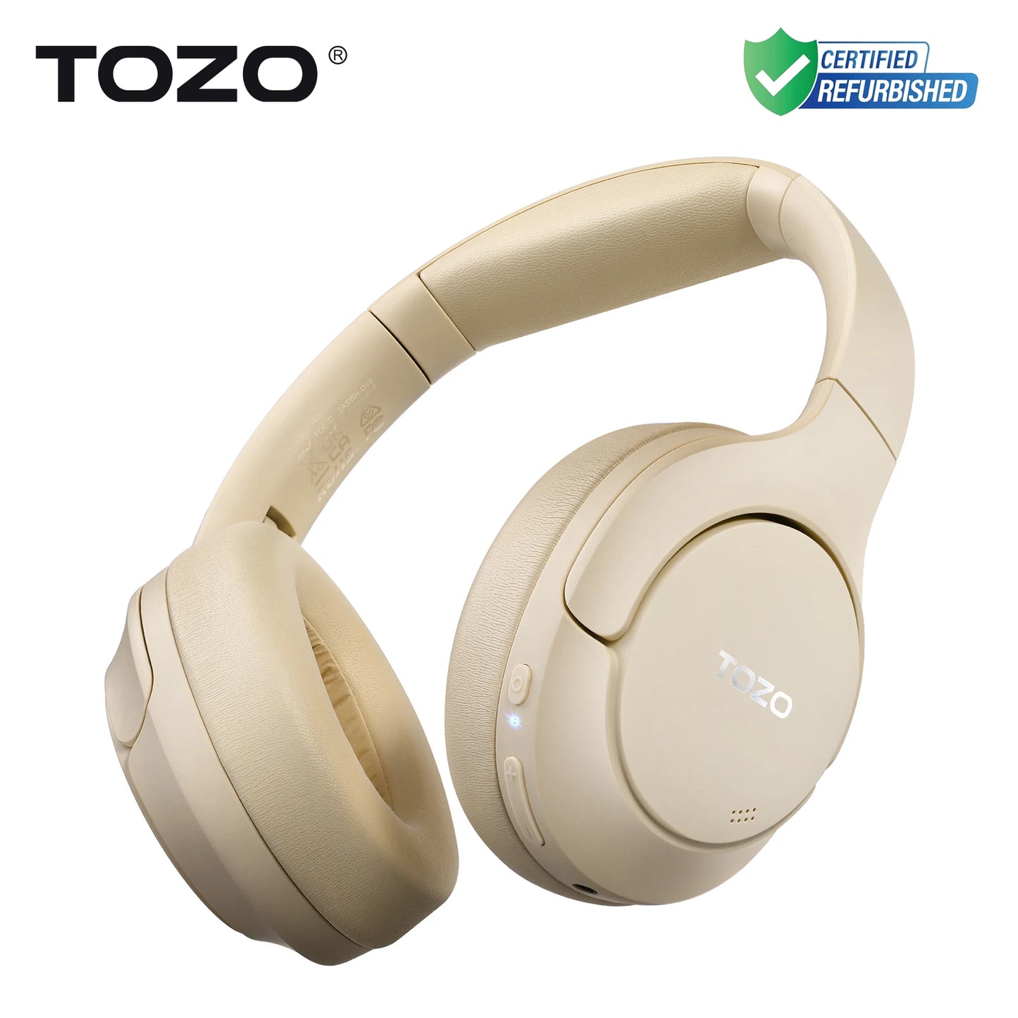 Refurbished TOZO Hi-Res Over Ear Headphones with Mic Hybrid Active Noise Cancelling 38dB Wireless&Wired Headsets 40mm Driver