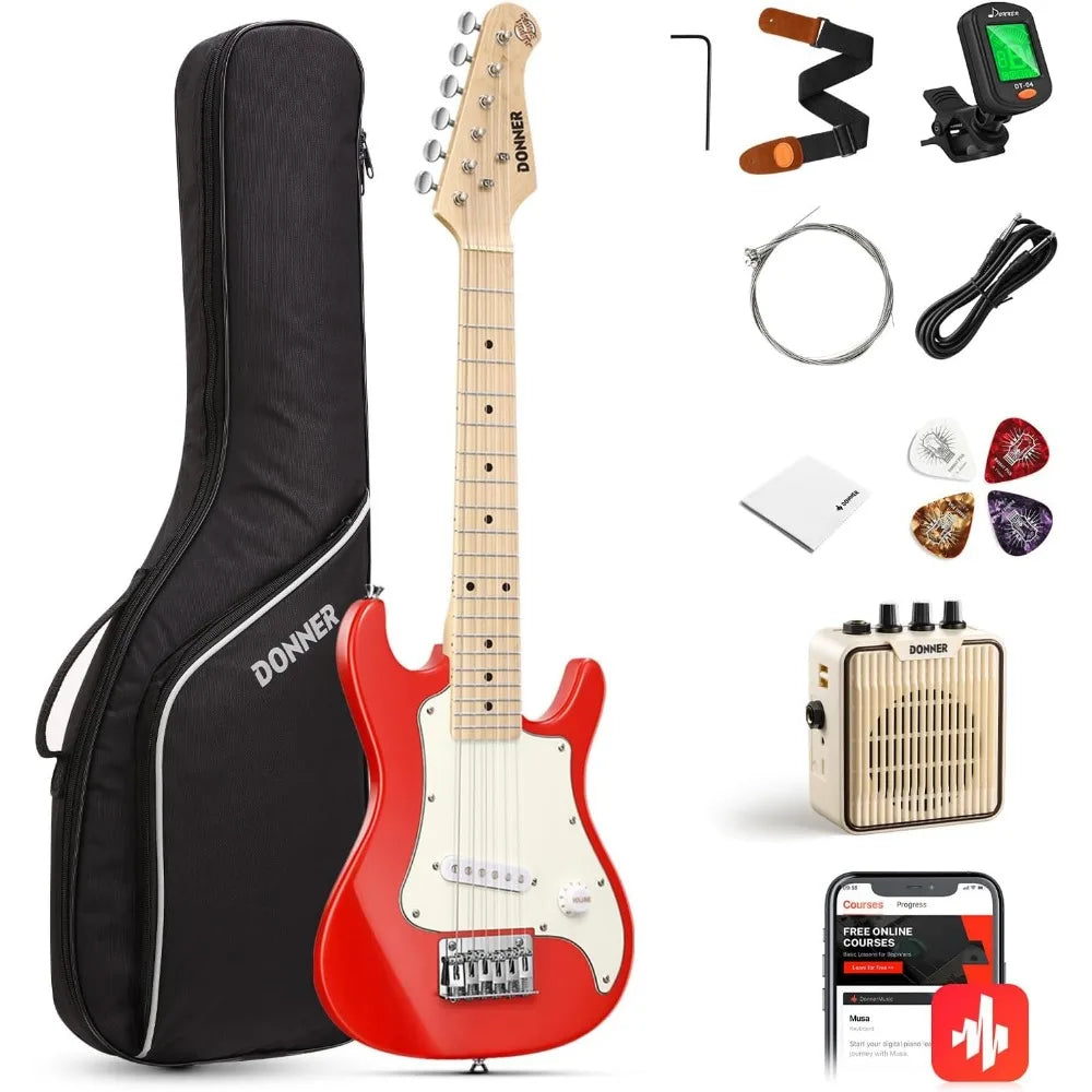 Electric Guitar Starter Kit ST Style Mini electric guitar for boys and girls with amp, 600D package, tuner, pickup, cable