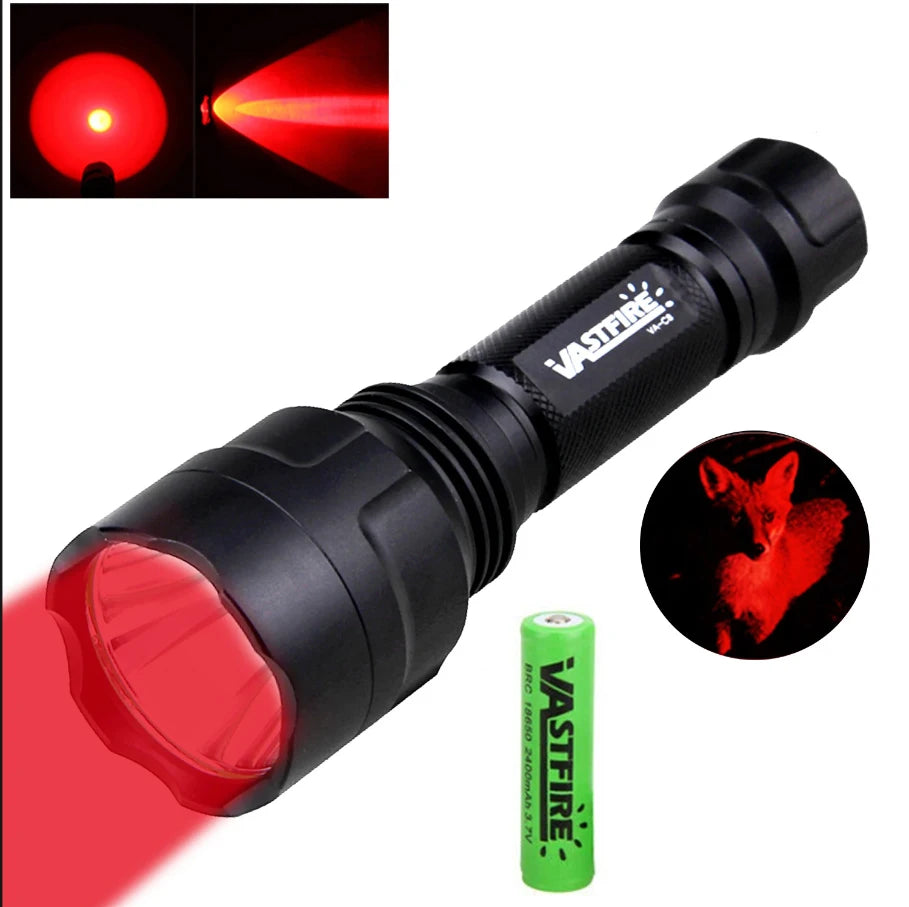 Tactical Hunting Flashlight White/Green/Red Light Torch LED Rifle Lantern+Pressure Switch+Rail Scope Mount+18650+USB Charger