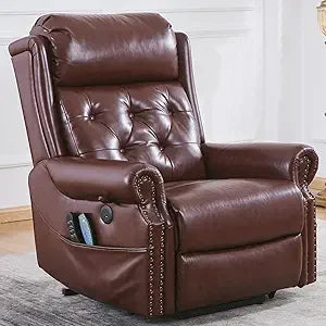 Large Power Lift Recliner Chair for Elderly, Oversized Lay Flat Recliner with Massage and Heat, Electric Lift Chair with Adjusta