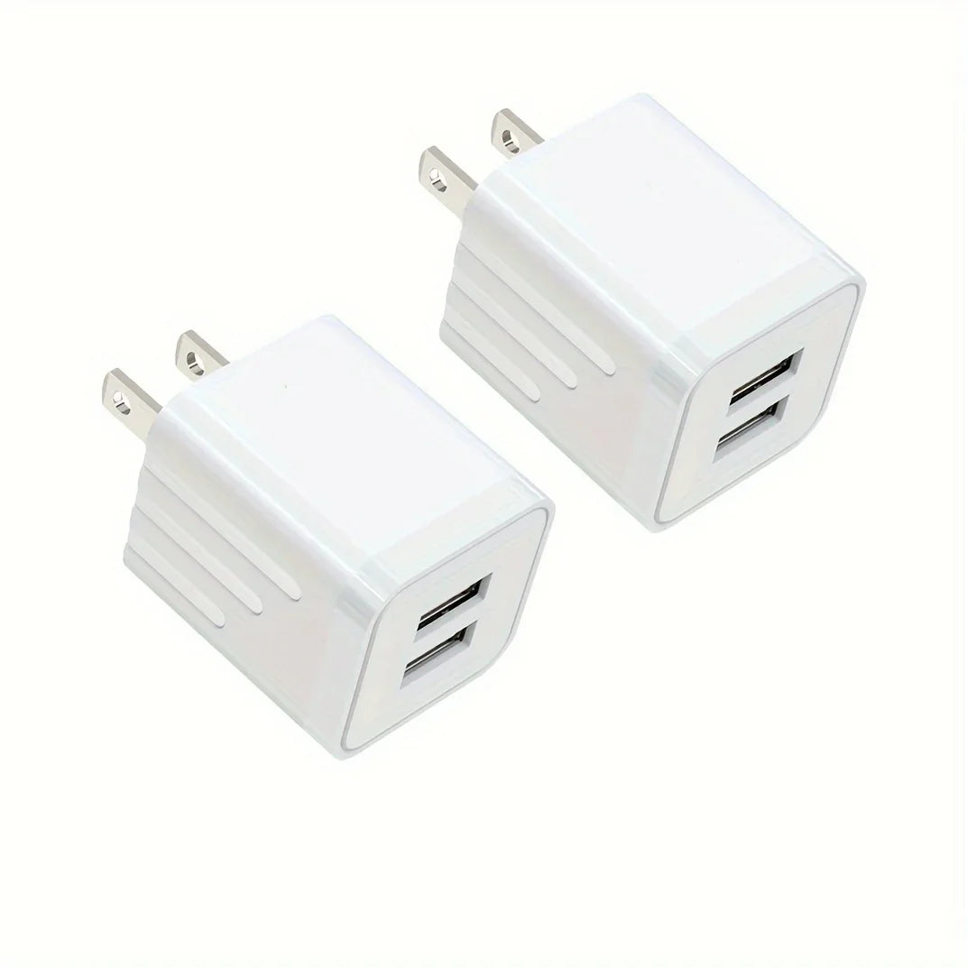 2.1A Dual Port USB Plug Power Adapter Charger Block Plug Cube For IPhone 15/14/13/12/Pro/Pro Max/Xs/XR/X/8, Galaxy S22 S21