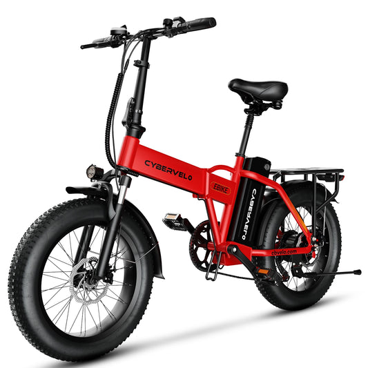 Cybervelo EK4 48V 20AH 20” Fat Tire Removable Battery E-Bike, 1000W Peak 7-Speed shift Electric Bike, 30MPH 80Miles Long Range