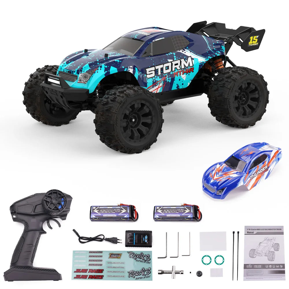 JIUSI PT14R MT14R 1/14 RC Racing Car 3S Battery 4WD 80km/h Brushless Motor 2.4G Remote Control 35C High Speed Off-road RC Truck
