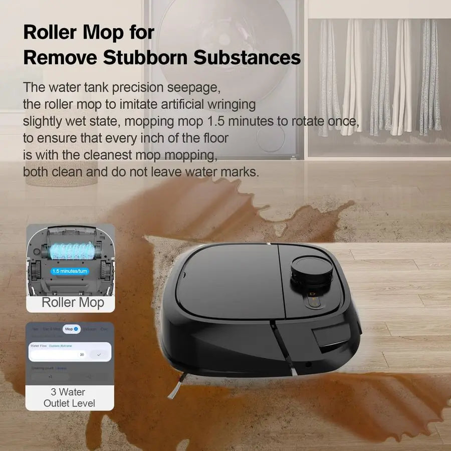 Robot Vacuum and Mop Combo Robotic Vacuum Cleaner for Pets Home Mapping LiDAR Navigation, 6000Pa Suction, Smart NoGo Zone, App a
