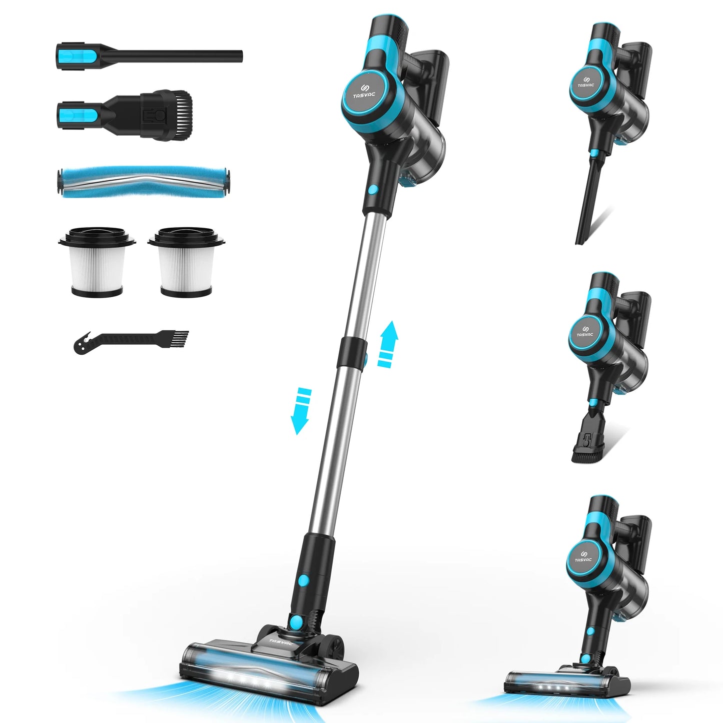 TASVAC 28KPa Cordless Vacuum Cleaner Powerful Suction 6-in-1 Lightweight Handheld Stick Vacuum 40min Runtime for Carpet Pet Hair