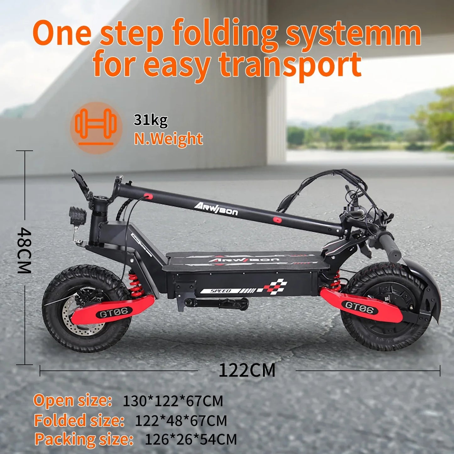 Electric Scooter for Adults, 1200W Motor Fast E Scooter, 11" Off-Road Tires, Up to 28 MPH Top Speed &32Miles Long Range, Dual Br