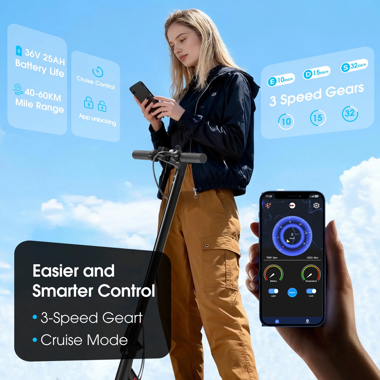 HX D06 electric scooter 500W 36V 25AH Shock absorbing Electric kick scooters foldable E Scooter 8.5inch APP Smart adult escooter