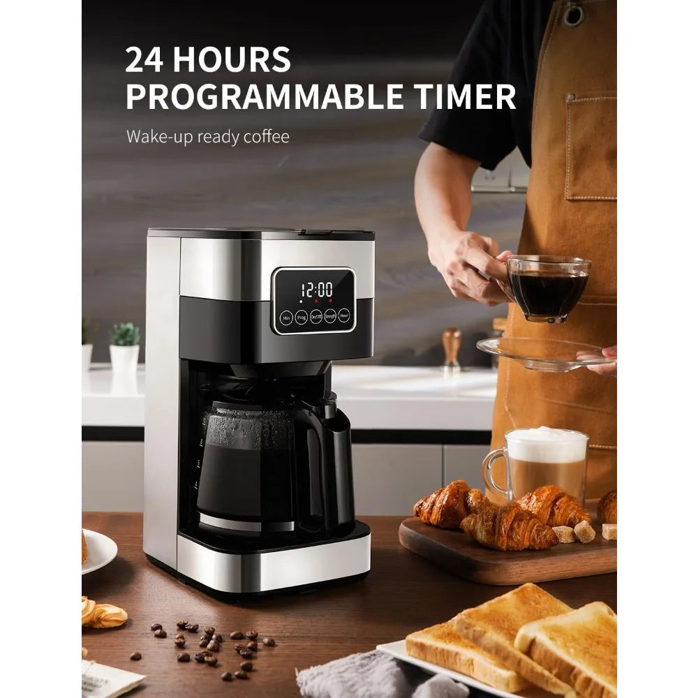 SHARDOR 10-Cup Programmable Coffee Maker, Regular & Strong Brew Drip Coffee Machine for Home and Office, Auto Shut Off,