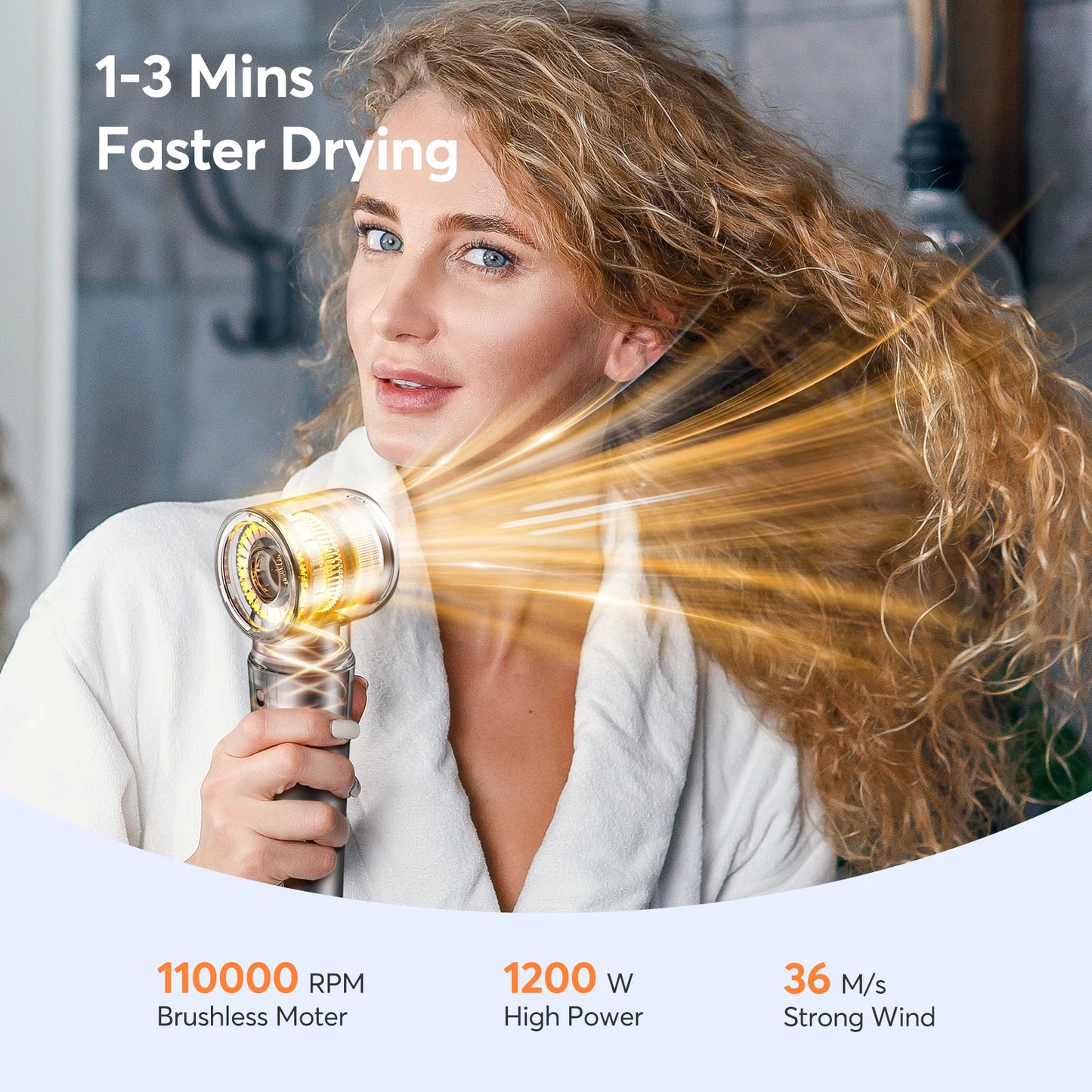 Bopcal 5 In 1 Hair Dryer Hot Air Comb Electric Hair Curling Iron 1200W High Speed Blower Multifunctional Styling Tools Hairdryer