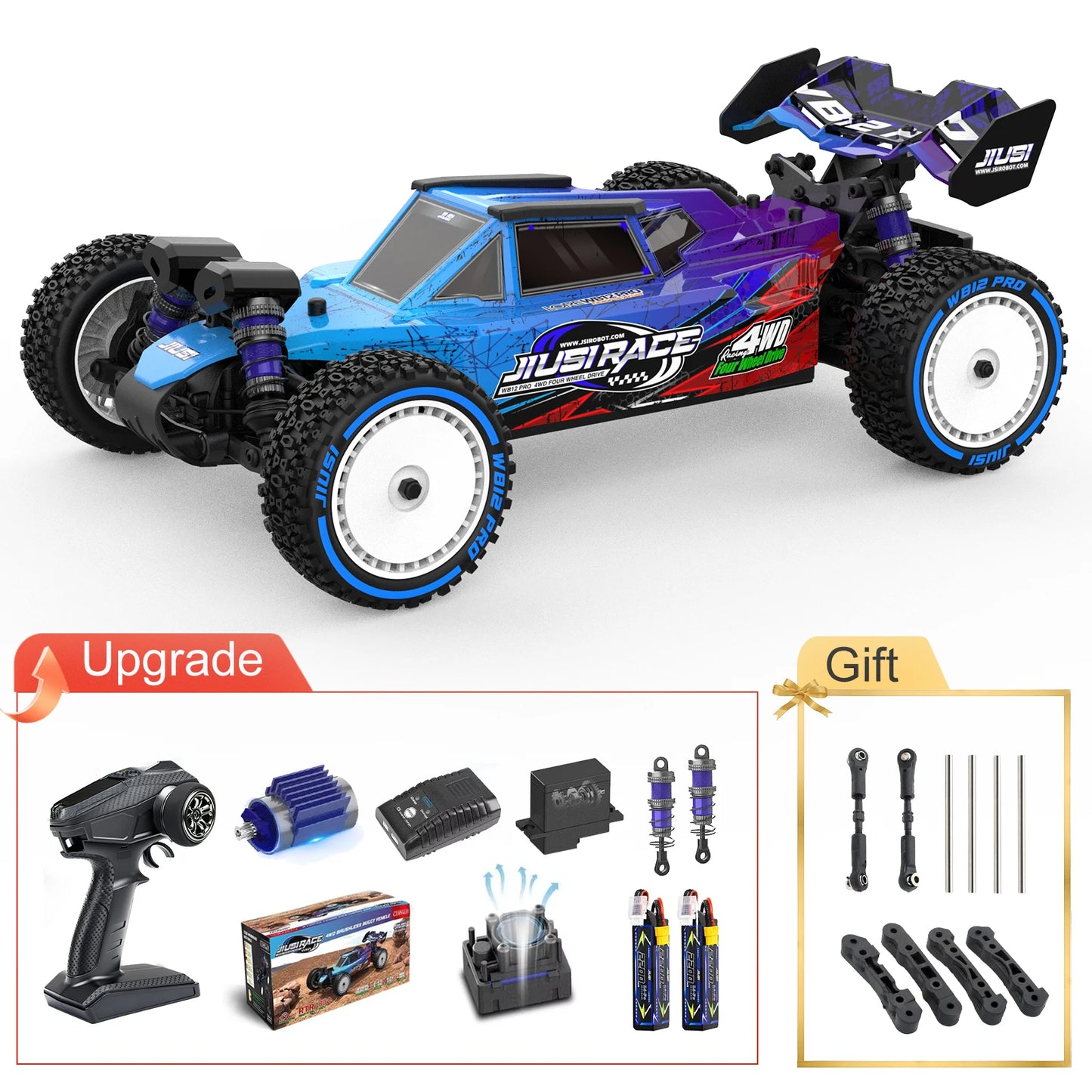 JIUSI WB12 PRO 1/12 4WD Racing Car 80KM/H Brushless Remote Control Car High Speed Competitive Off-road Car RC Car Toys As Gift