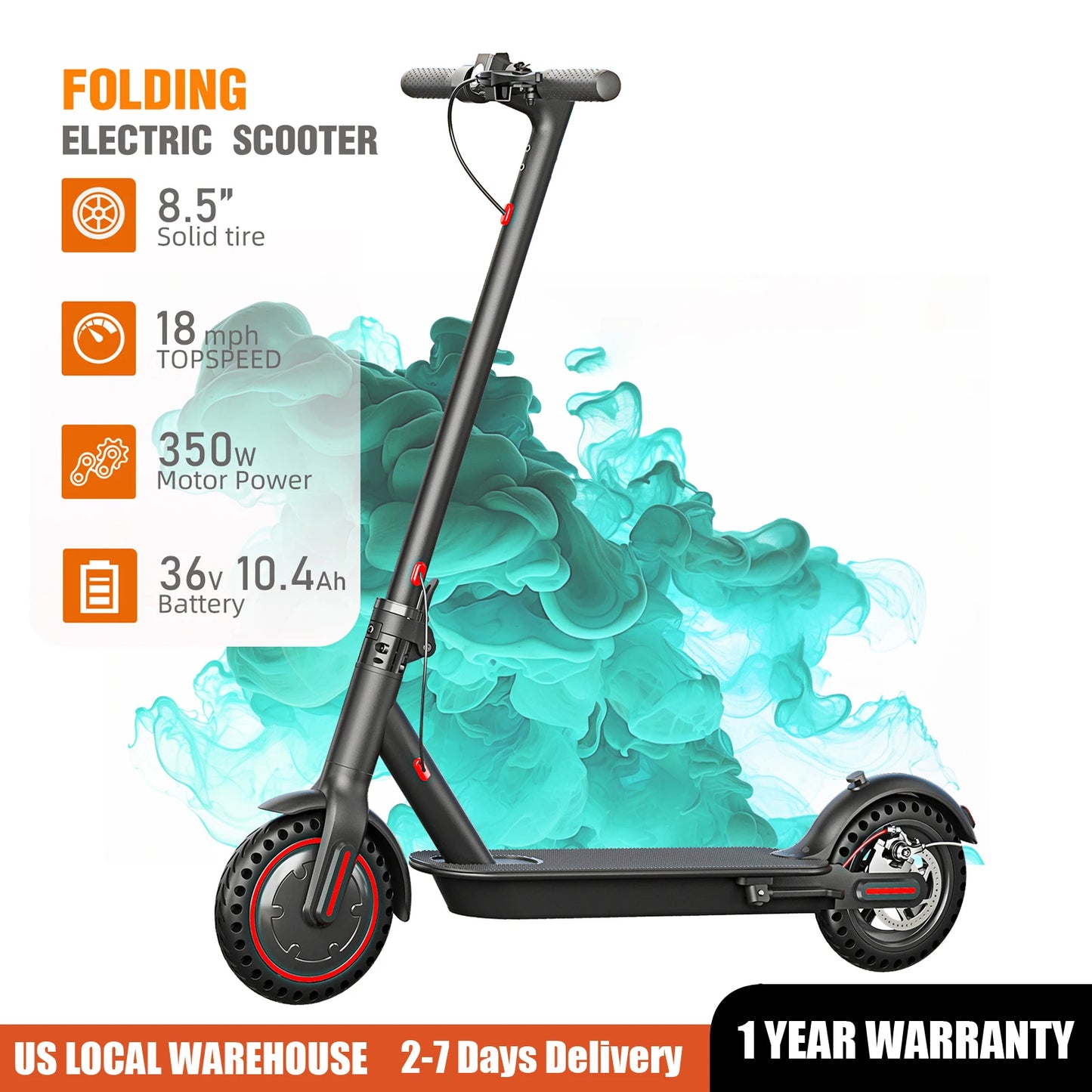 FREEBOY 350W Foldable Electric Scooter for Adults, 8.5'' Solid Tires, Dual Brake System, Lightweight APP Support E-scooter