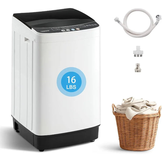 Portable Washing Machine 15.5LBS Full Automatic Washer with Spinner 10 Programs Compact Laundry Machine for Apartment RV Dorm H