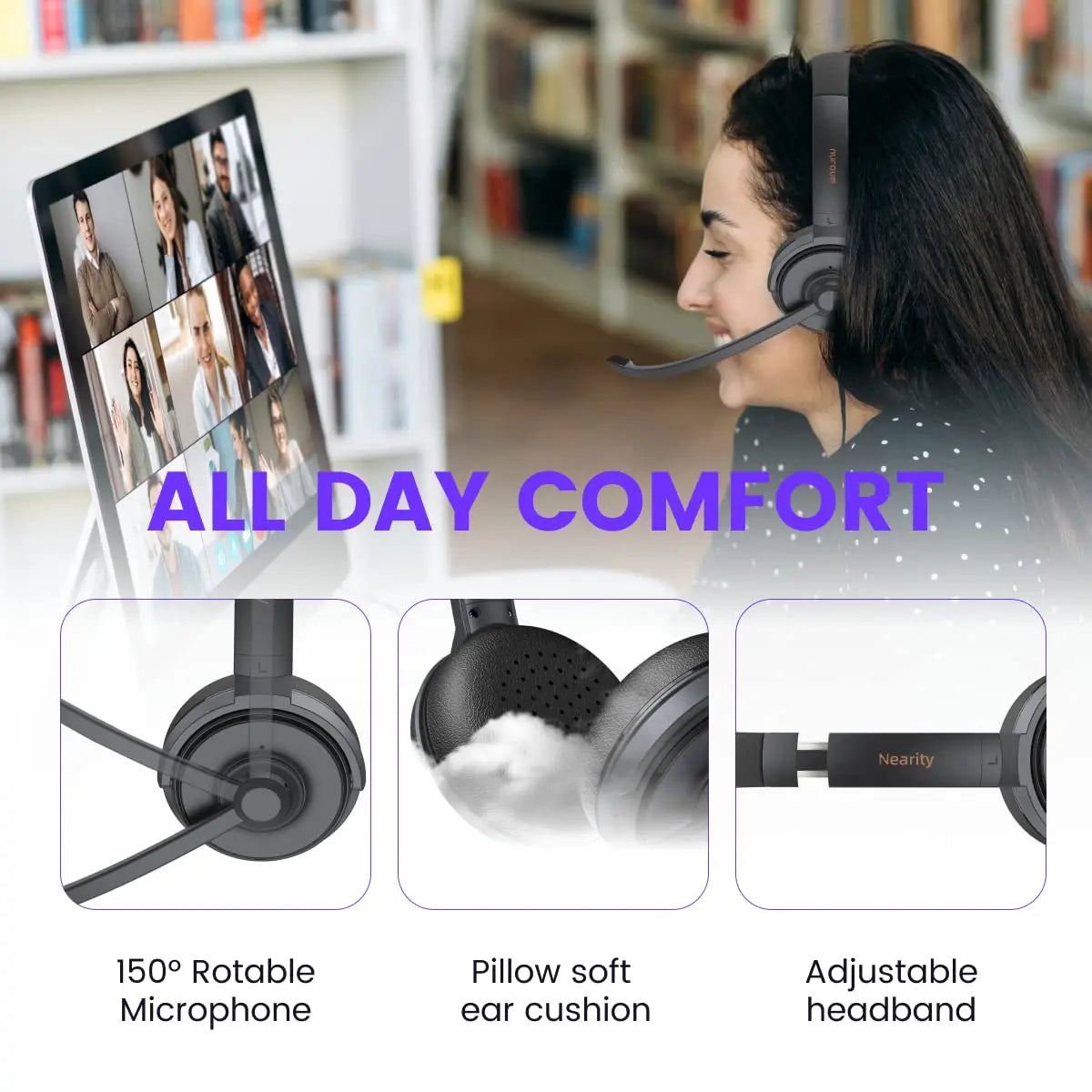 Clearance Sale Wired On-Ear Headphones with Noise Cancelling Mic USB/Type-C Connection for Office Home PC/Mac/Laptop
