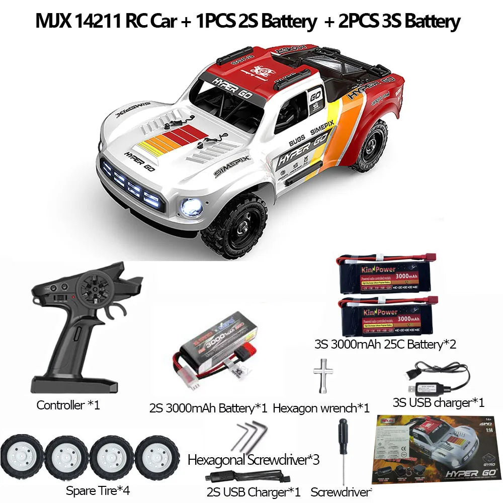 HYPER GO MJX14211 1/14 4WD RC High-Speed Brushless Remote Control Car With Gyroscope Off-road Racing RC Truck Toys