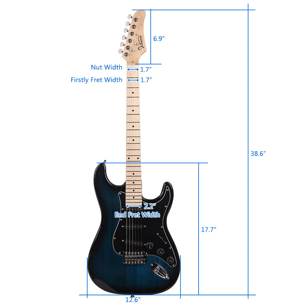 GST Stylish Electric Guitar Kit with Black Pickguard Dark Blue
