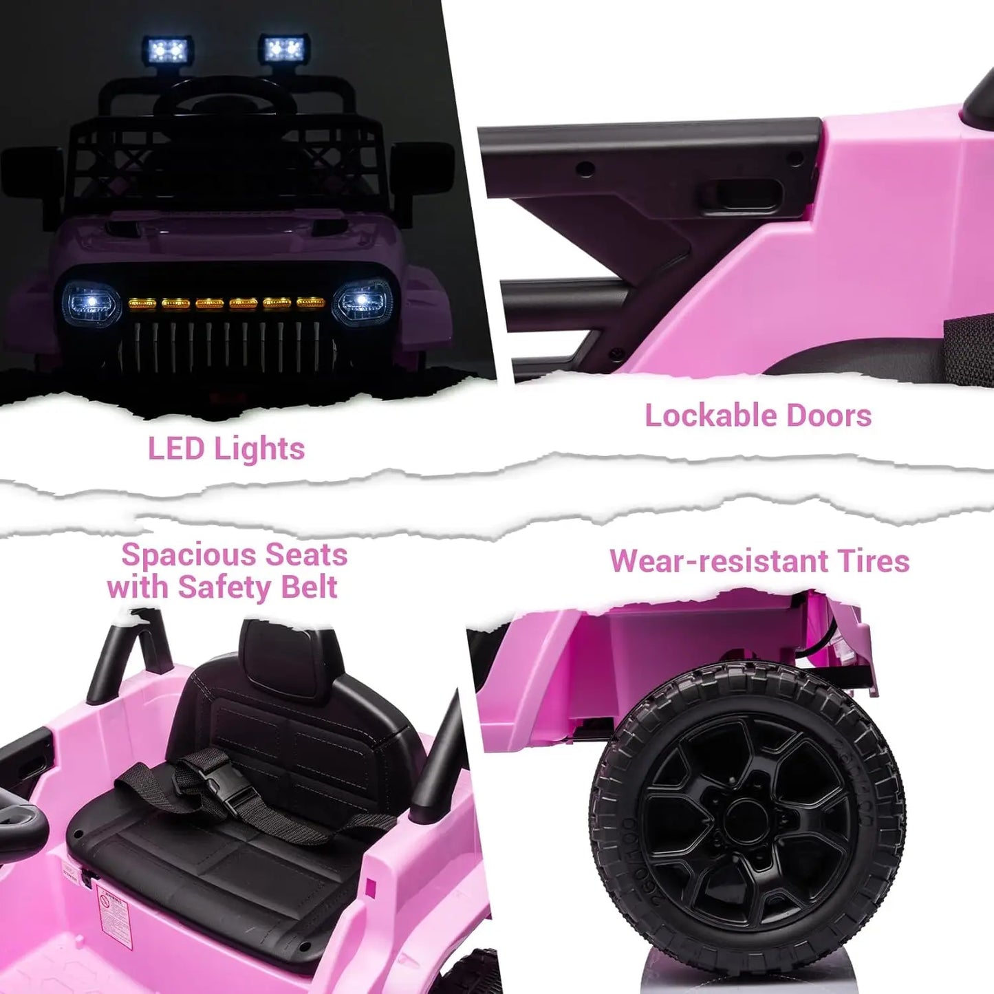 12V Kids Ride On Car, Electric Vehicle for Toddlers with Remote Control, 3 Speeds, LED Lights, Music & USB Port, Battery Powered